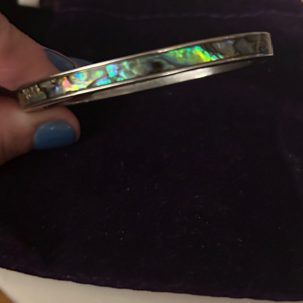 Abalone Shell Silver Bangle Bracelet - image 3